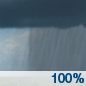 Today: Showers and possibly a thunderstorm, mainly before 2pm, then a chance of showers and thunderstorms after 2pm.  High near 81. Southwest wind around 11 mph, with gusts as high as 25 mph.  Chance of precipitation is 100%. New rainfall amounts between a half and three quarters of an inch possible. 